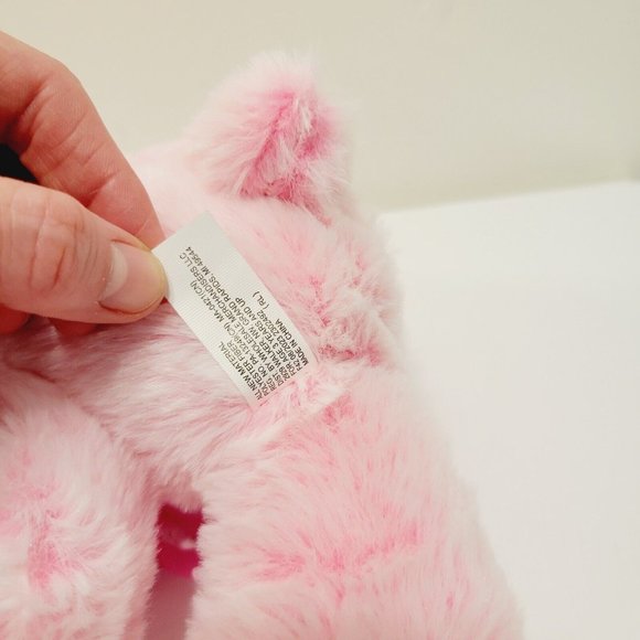 Pink Teddy Bear Plush With Bow Soft Textured Feet Heart Symbols Gift Present - Picture 2 of 3